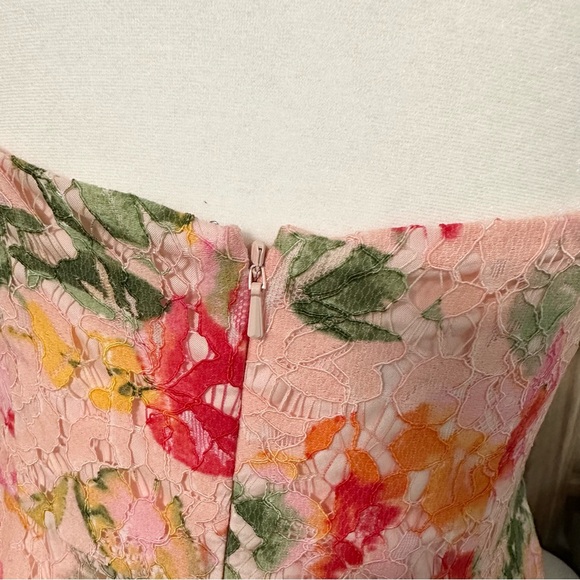 NWT David Bridal - Spring Floral Pattern A Line Lace Mini Dress Women Sz 2 - Picture 4 of 13